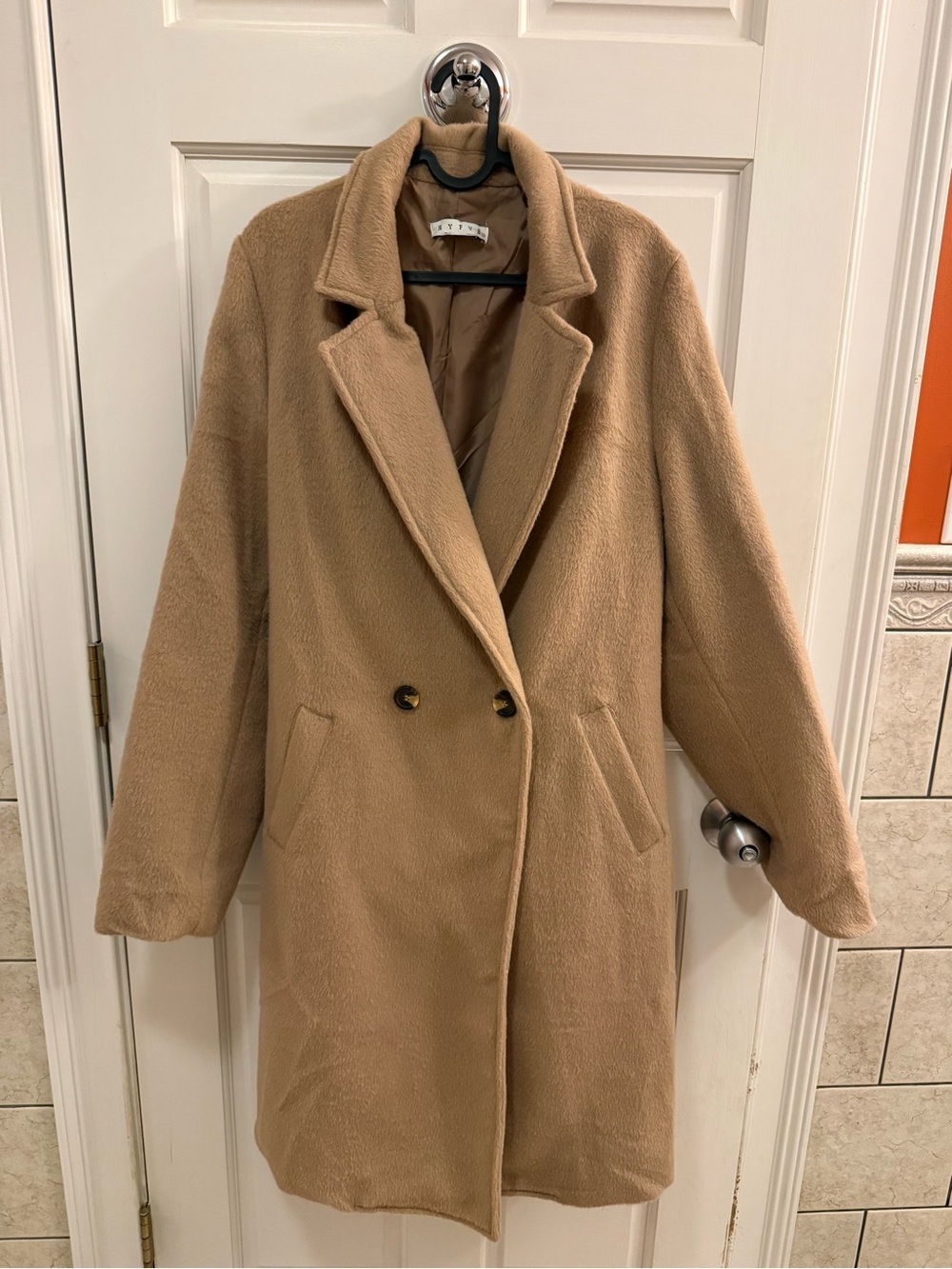 HYFVE Camel Double-Breasted Pea Coat